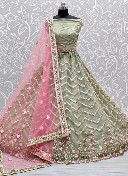 Pista Colour Anjani New Latest Designer Net Wedding Lehenga Choli Collection 2356 B